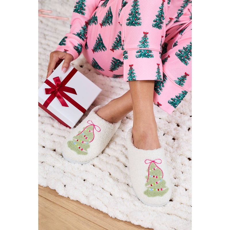 MIA Cozy Cream Christmas Tree Slippers 6
