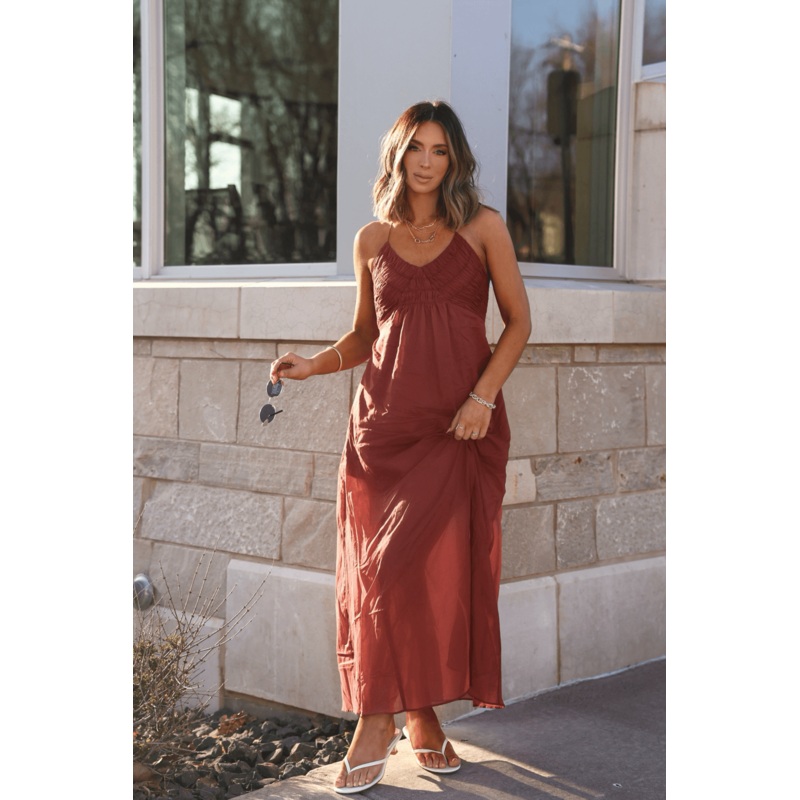 Steve Madden Brianna Dusty Brick Maxi Dress Small