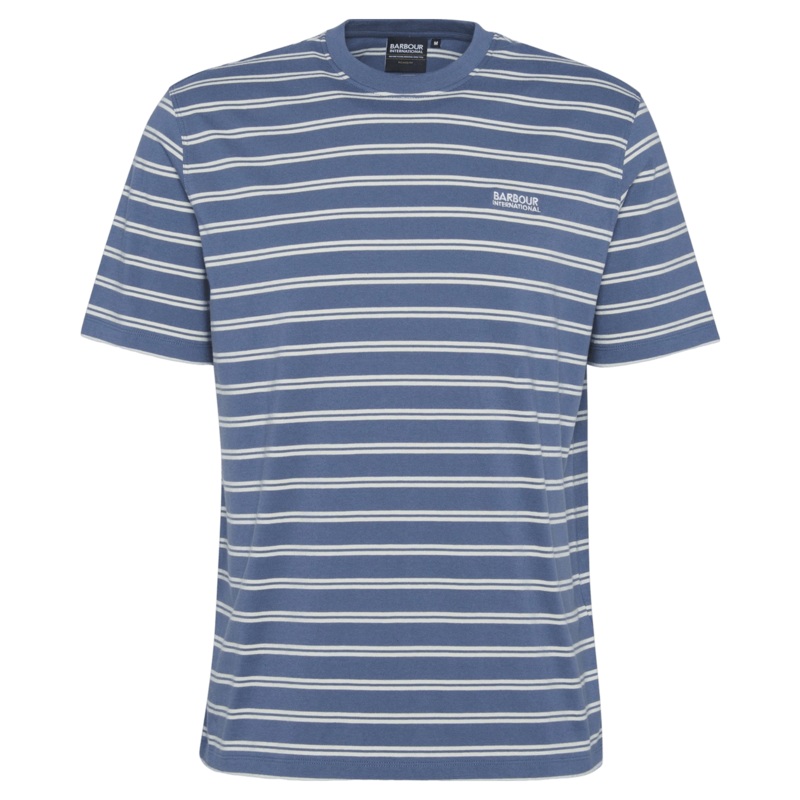 Barbour International Bernie Stripe T-Shirt Washed Blue Medium