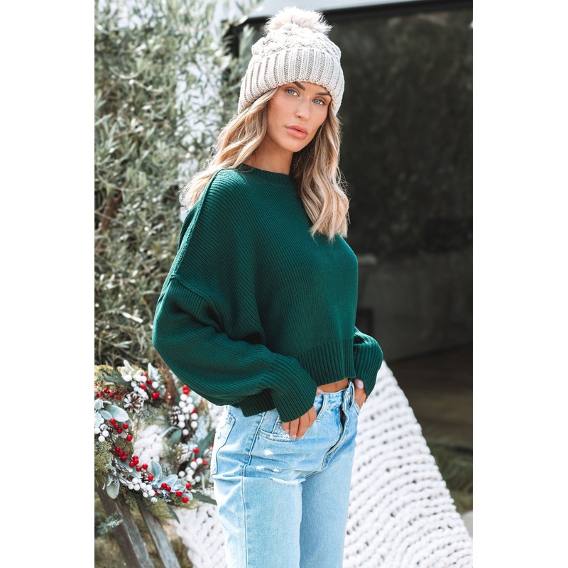 Dark Green Ribbed Pullover Sweater Small