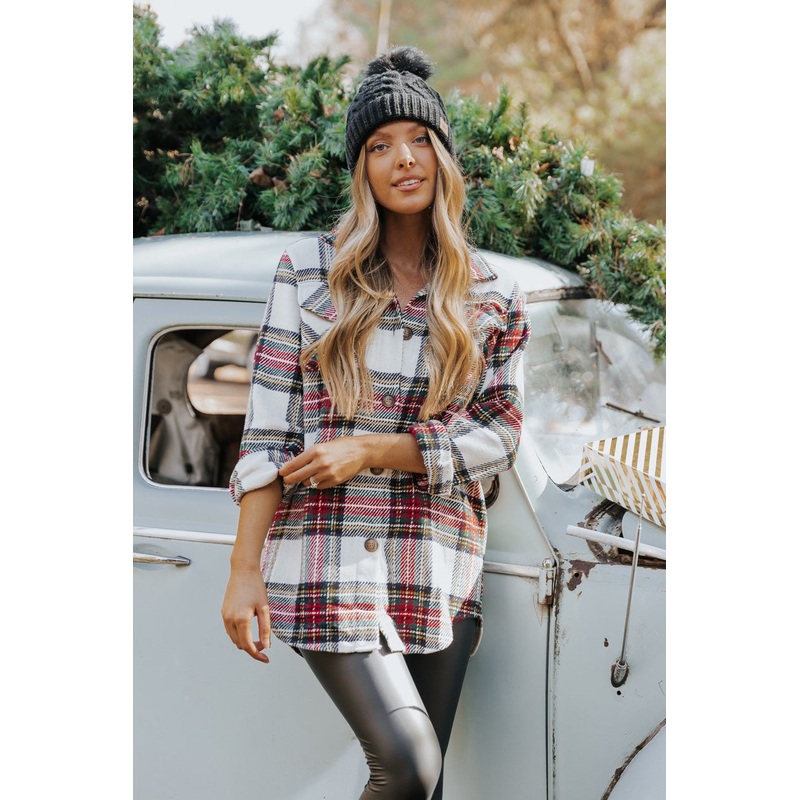 Deck The Halls Plaid Shacket Small