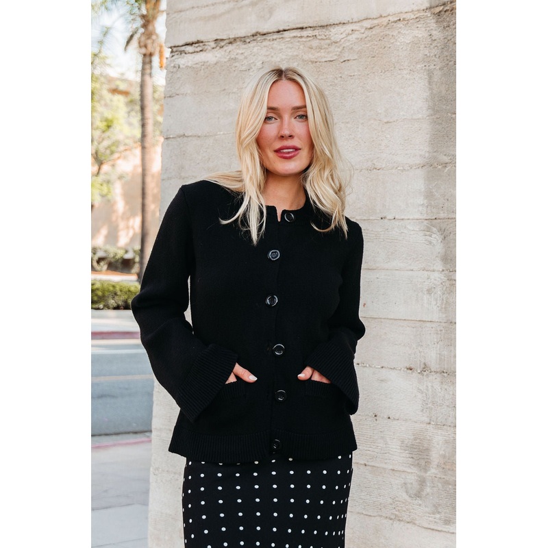 Elan Black Button Up Cardigan Jacket Small