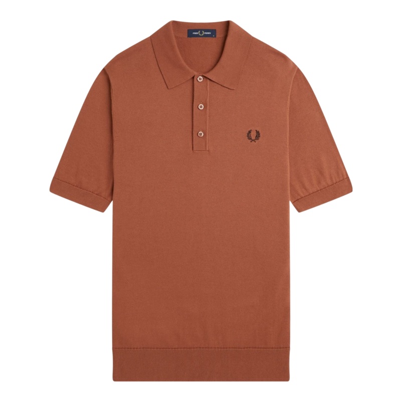 Fred Perry Classic Cotton Knit Short Sleeve Shirt Tennis Blue Medium
