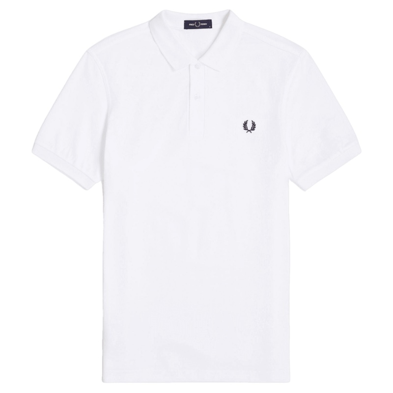 Fred Perry Plain Short Sleeve Polo Shirt White Medium