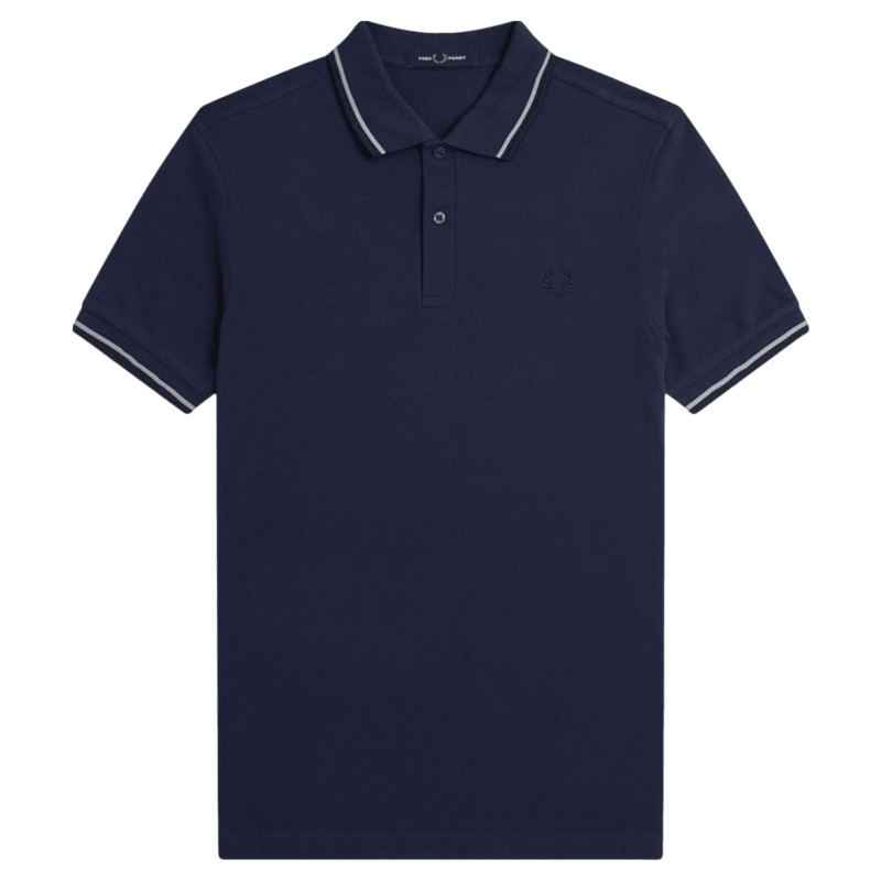 Fred Perry Twin Tipped Polo Shirt Tennis Blue Medium