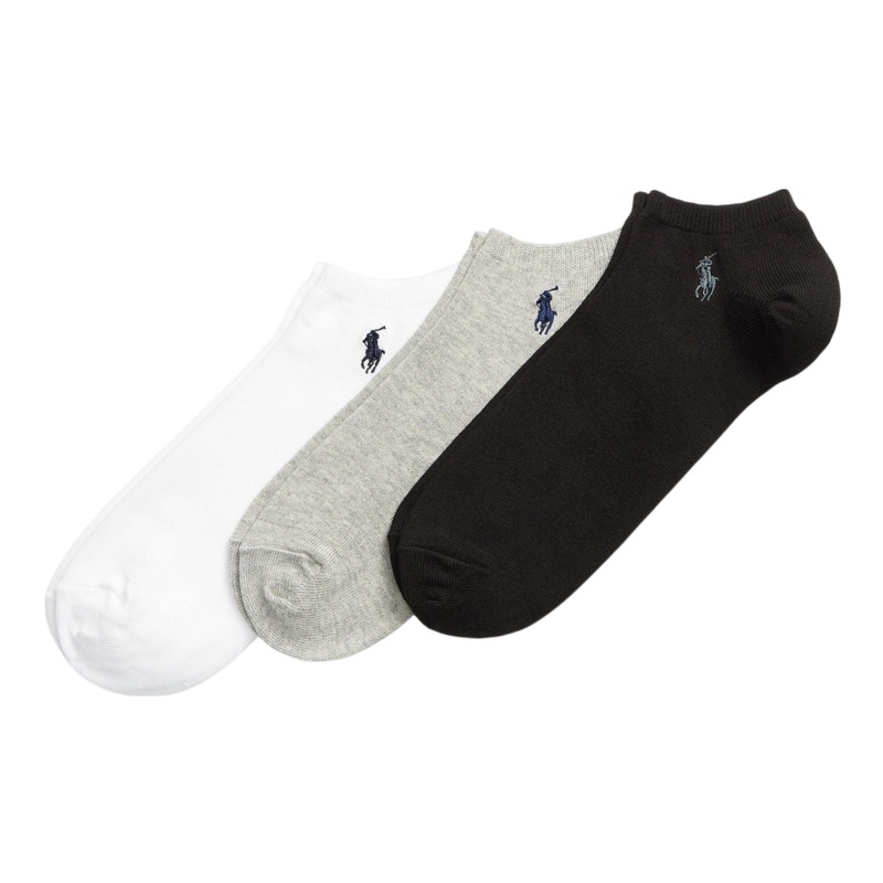 Polo Ralph Lauren Ghost Ped Socks Three Pack Black/Grey/White One Size