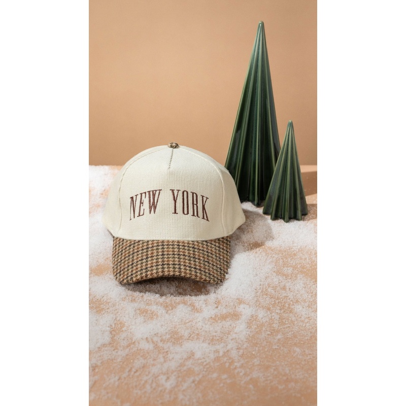Beige New York Corduroy Baseball Hat
