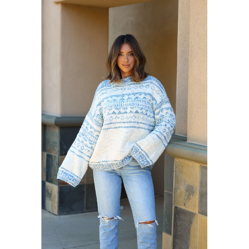 Free People Cloud Dani Pattern Sweater Small