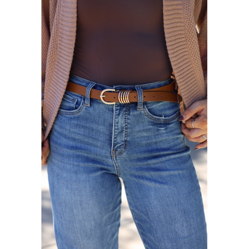 Free People Cognac Rori Leather Belt Small/Medium