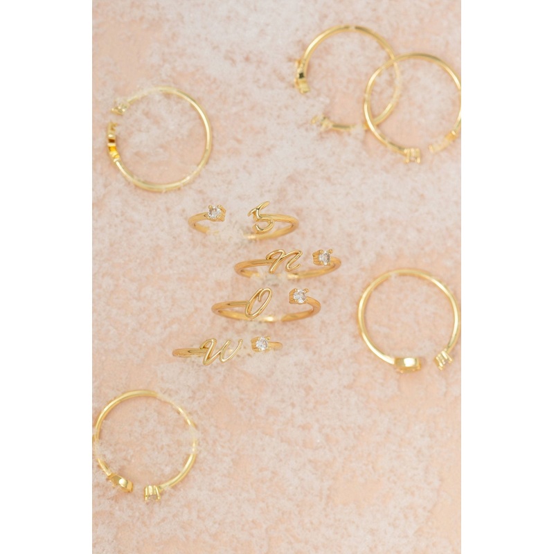 Gold Custom Initial Letter Band Ring A