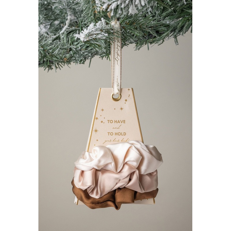 Neutral Gaja Satin Scrunchie Set