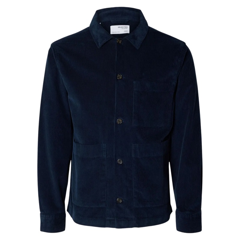 Selected Tony Corduroy Overshirt Navy Blazer Small