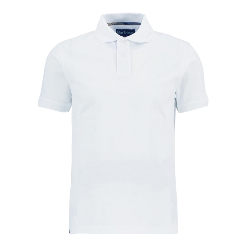 Barbour Premium Tartan Pique Polo Shirt White Medium