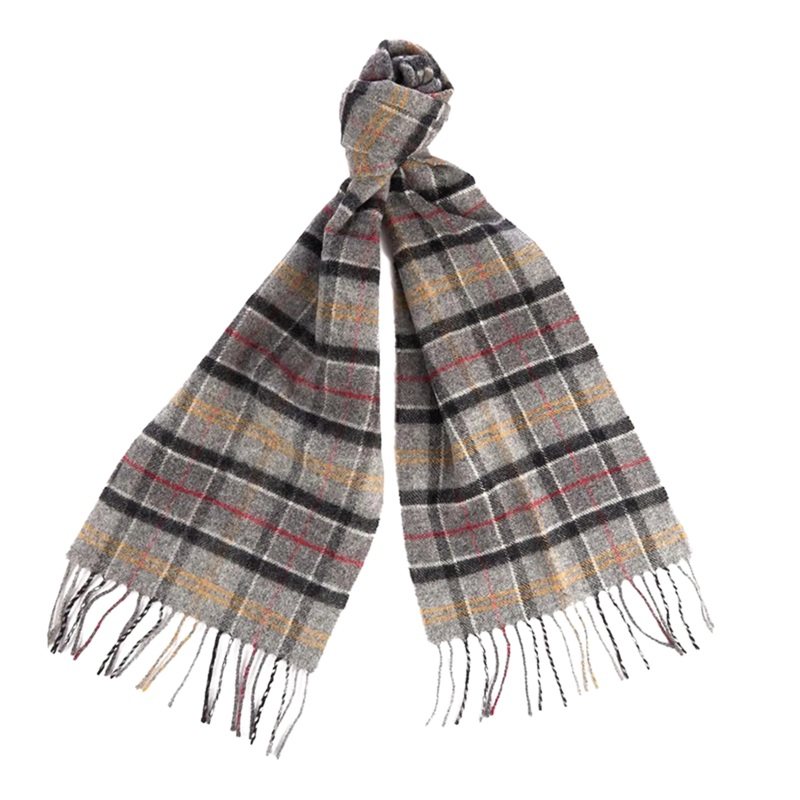 Barbour Tartan Lambswool Scarf in Modern Grey One Size