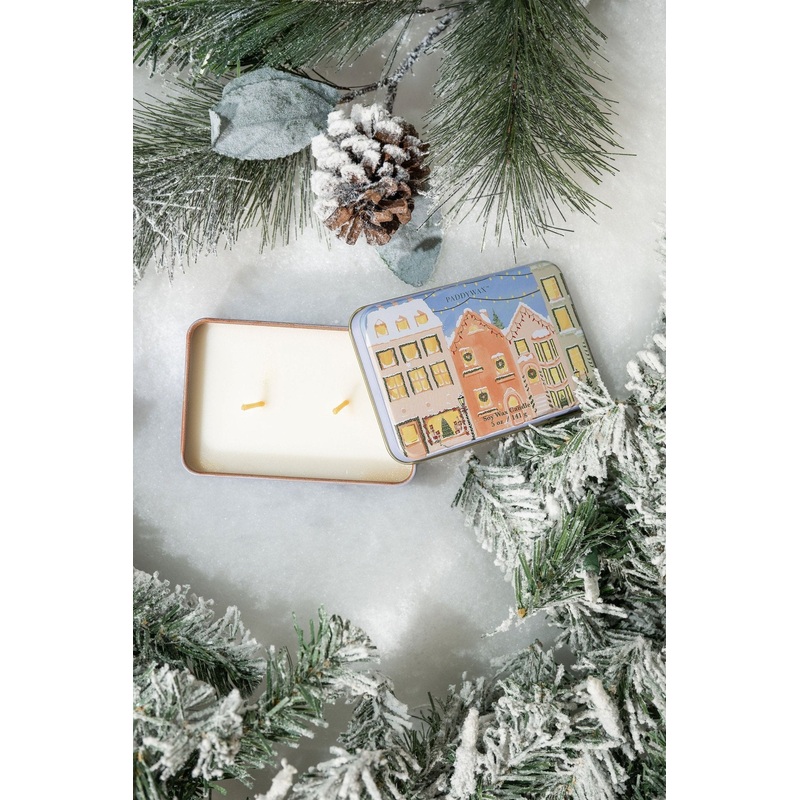 Christmas Village Print Tin Soy Candle