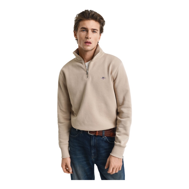GANT Shield Half Zip Sweatshirt Dry Sand Small