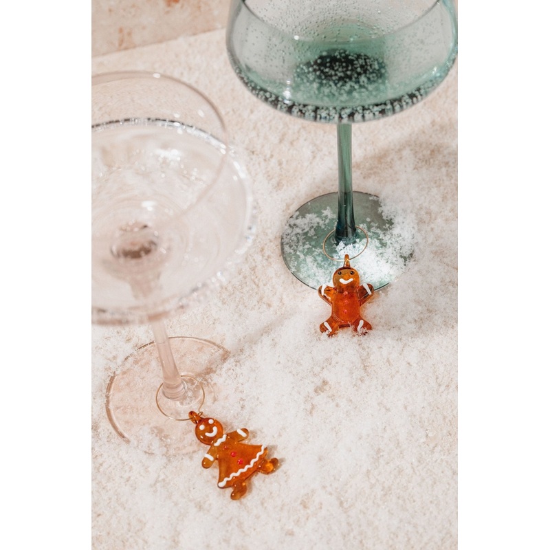 Gingerbread Glass Wine Charms