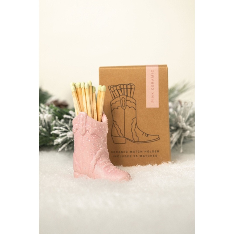 Pink Cowboy Boot Match Holder