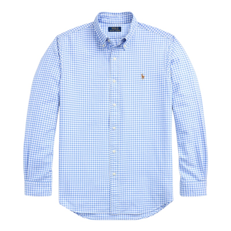 Polo Ralph Lauren Long Sleeve Gingham Oxford Shirt 4338A Light Blue/White Small