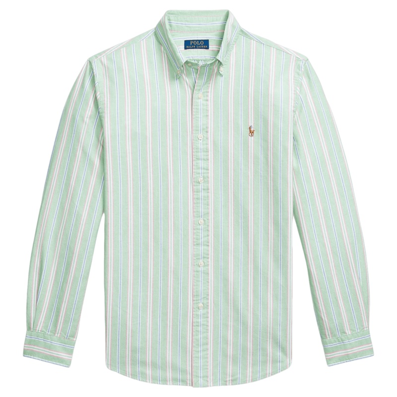 Polo Ralph Lauren Long Sleeve Sport Shirt 6682B Green/White Multi Small