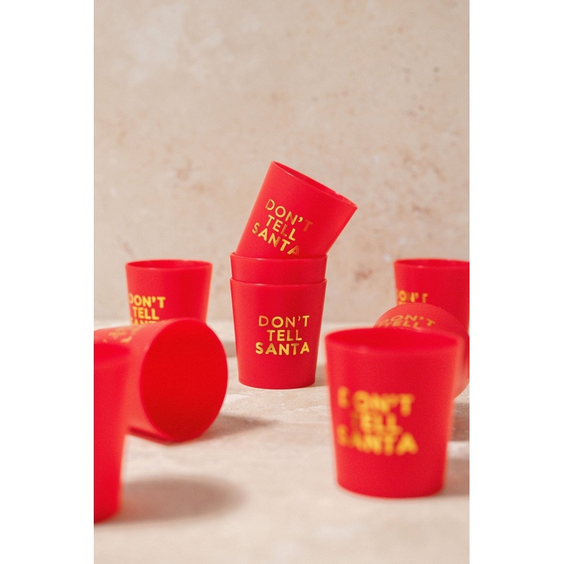 Red Don’t Tell Santa Shot Cup Set