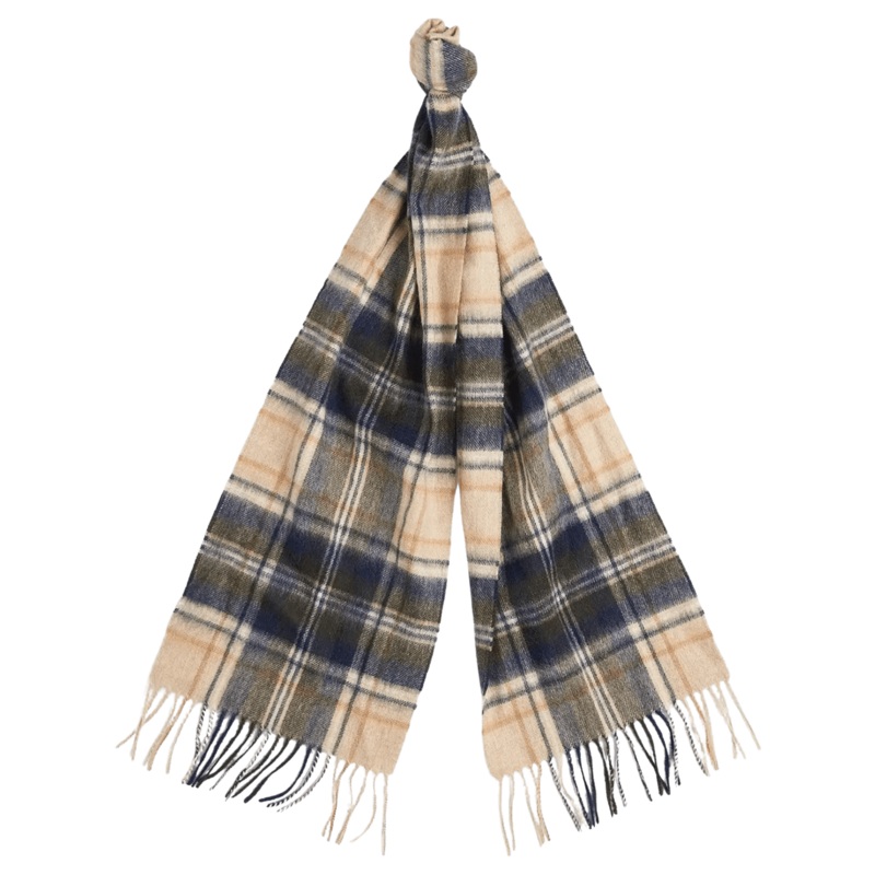 Barbour New Check Tartan Scarf Sand Beige Plaid One Size