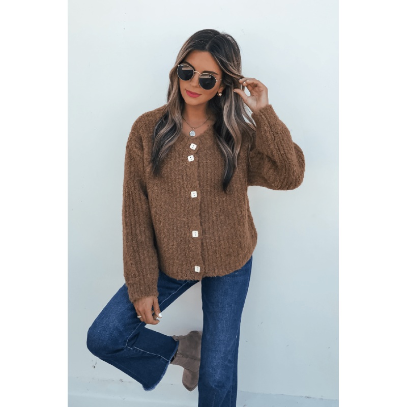 Dark Amber Plush Button Down Cardigan Small