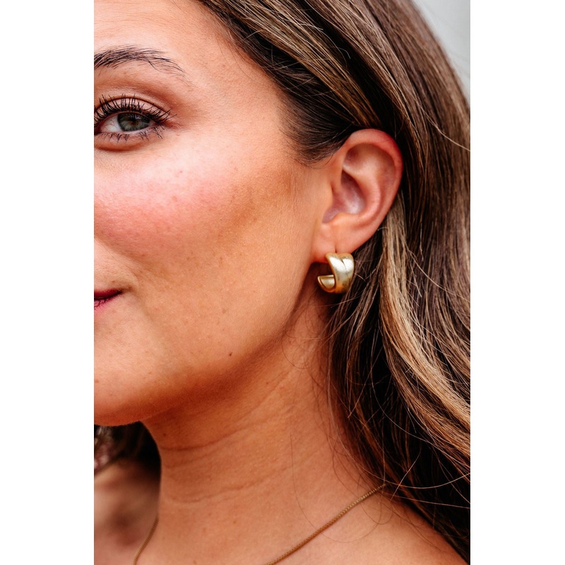 Gold Matte Small Hoop Earrings