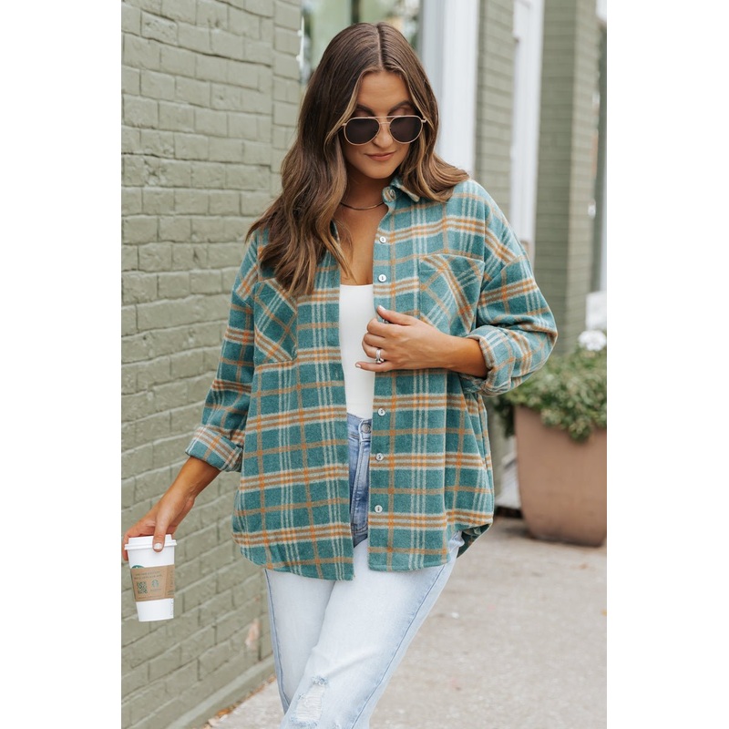 Green and Orange Plaid Shacket – DOORBUSTER Small