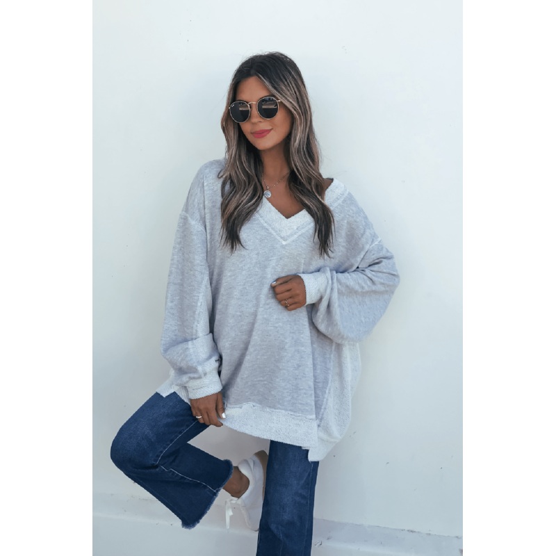 Grey Two Tone Oversized Sweatshirt Small