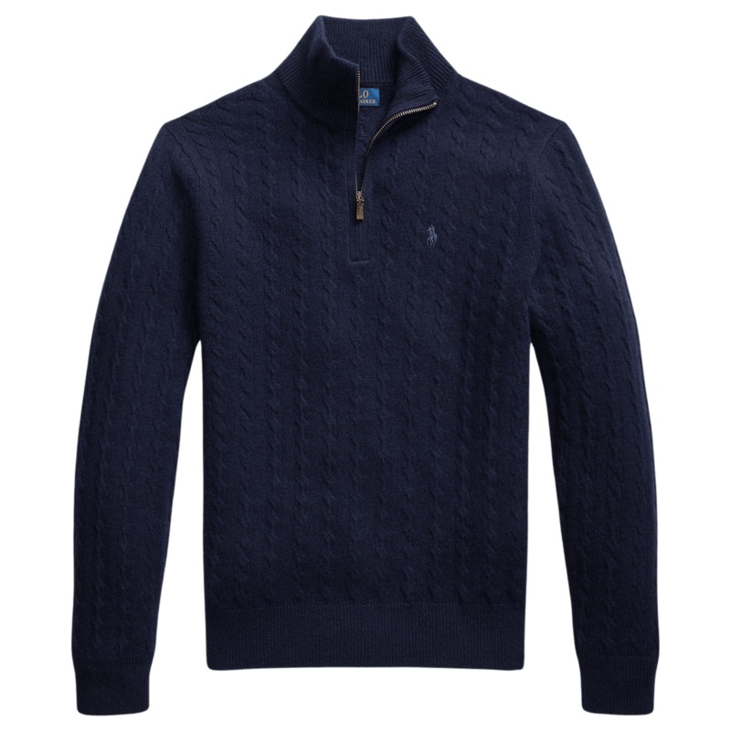 Polo Ralph Lauren 1/4 Zip Cabled Jumper Hunter Navy Medium