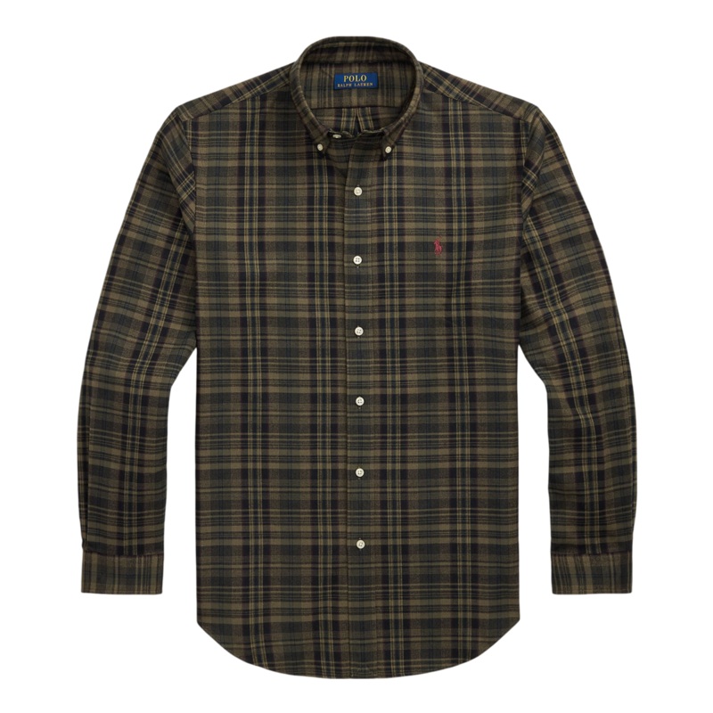 Polo Ralph Lauren Long Sleeve Shirt 6615B Olive Khaki Multi Medium