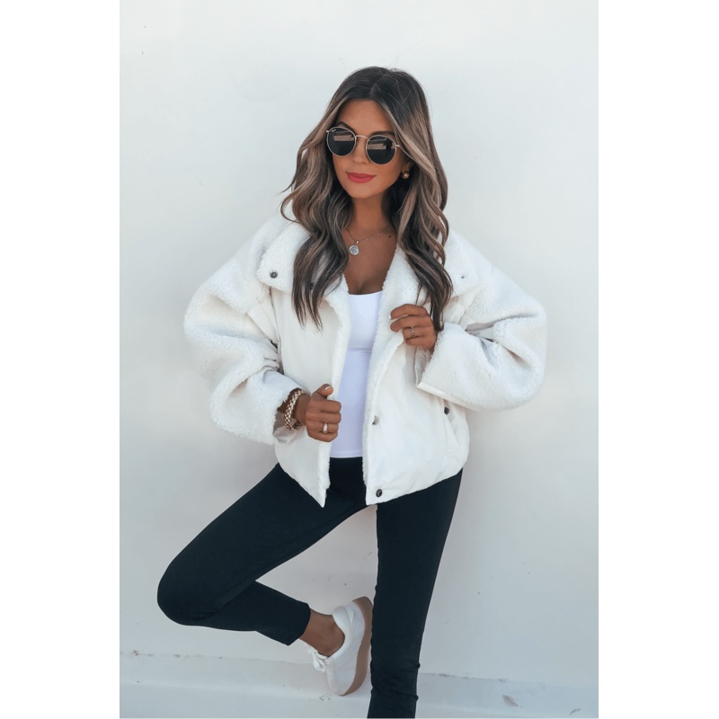 Vintage Havana Ivory Sherpa Fleece Jacket Small