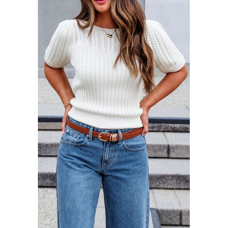 Brown Multi Ring Faux Leather Belt