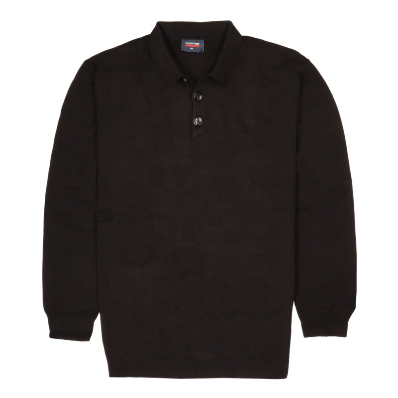 Espionage Long Sleeve Knitted Polo Black 2 X-Large