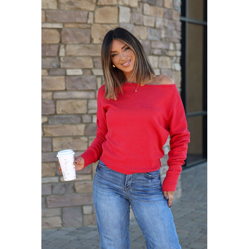 Free People Red Jess Thermal Top Small