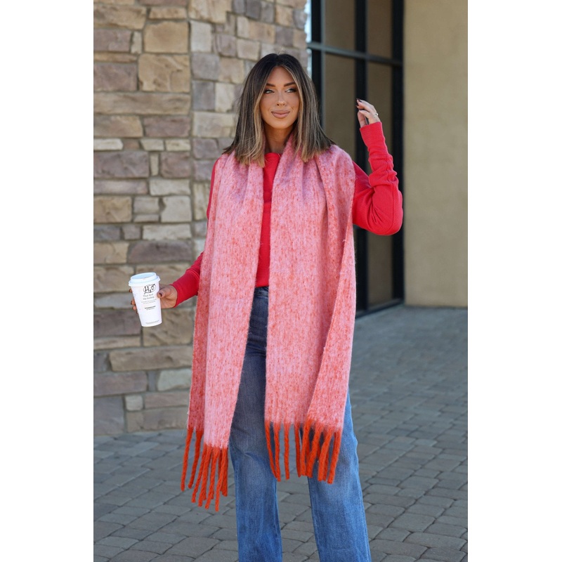 Free People Winter Chill Pink Blanket Scarf