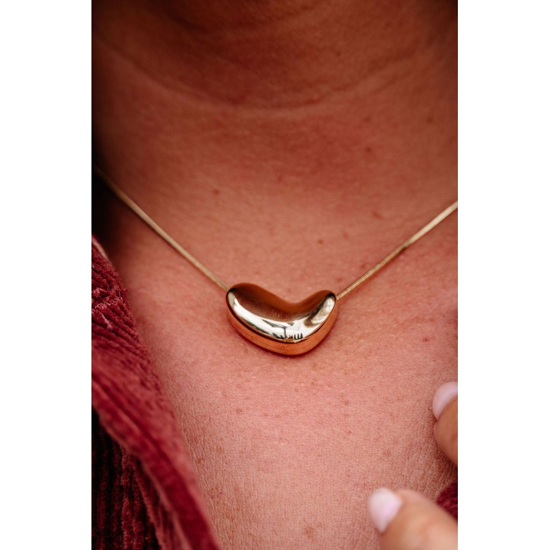 Gold Abstract Heart Pendant Necklace