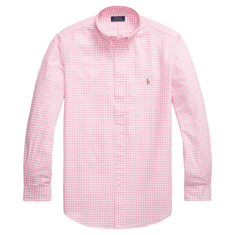 Polo Ralph Lauren Long Sleeve Gingham Oxford Shirt Pink/White Small