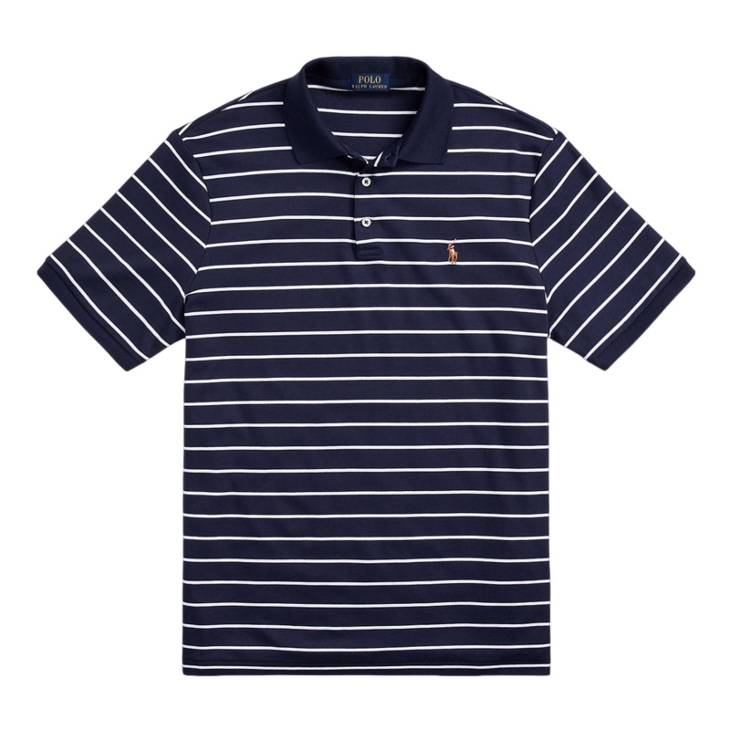 Polo Ralph Lauren Short Sleeve Striped Polo Shirt Refined Navy/White Medium