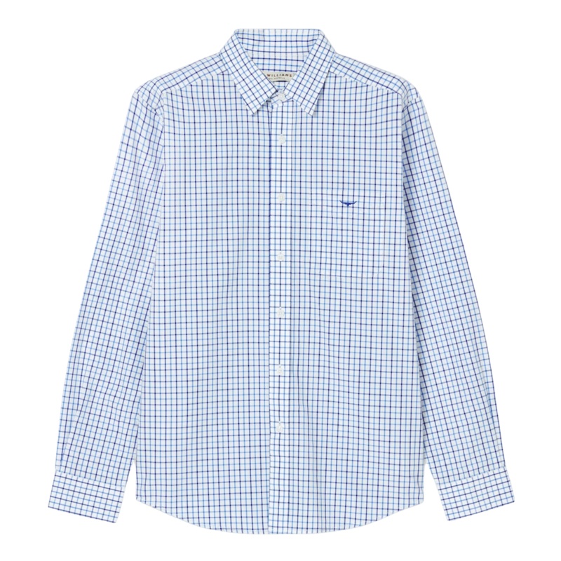 R. M. Williams Collins Long Sleeve Shirt Pale Blue/White Medium