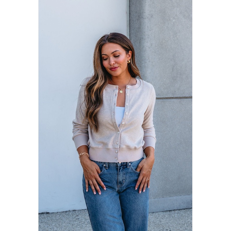 Thread and Supply Taupe Monica Sweater Cardigan Small