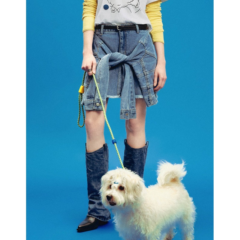 2 In 1 Mini A-Line Denim Skirt Blue XXS