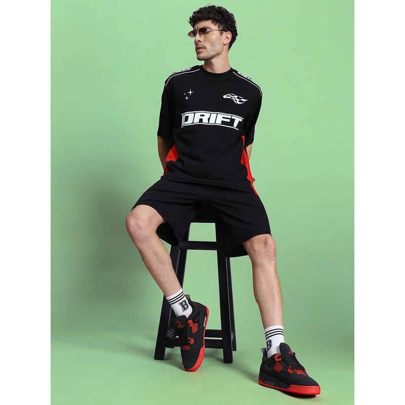 DRIFT SUMMER COTTON TERRY CO-ORD SET BLACK XS