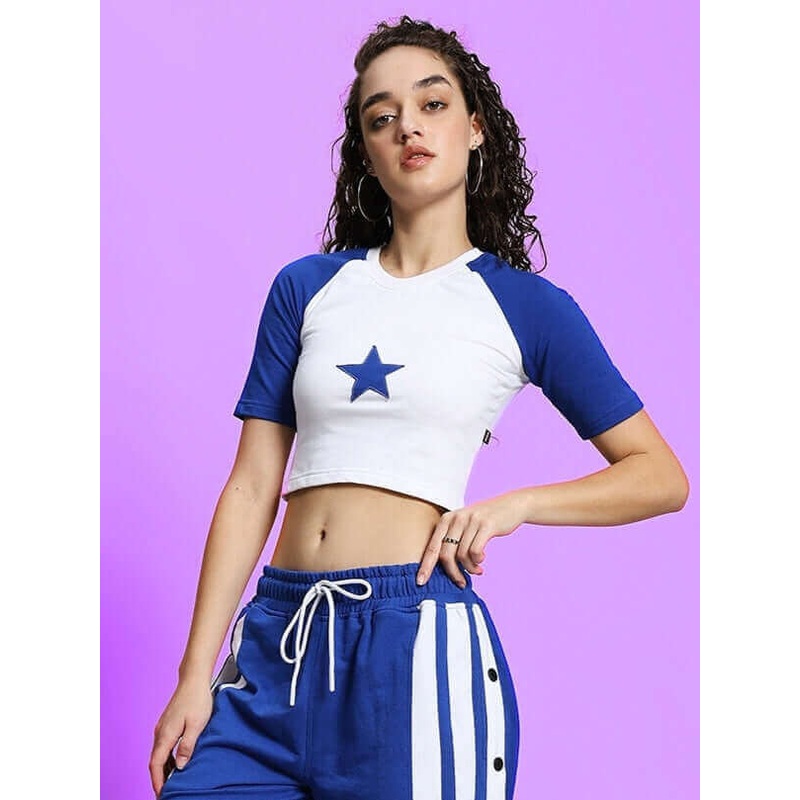 WOMEN’S ACHORM CROP-TOP WHITE-BLUE XS
