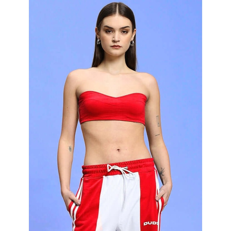 WOMEN’S AZORA BANDEAU COTTON TOP RED XS