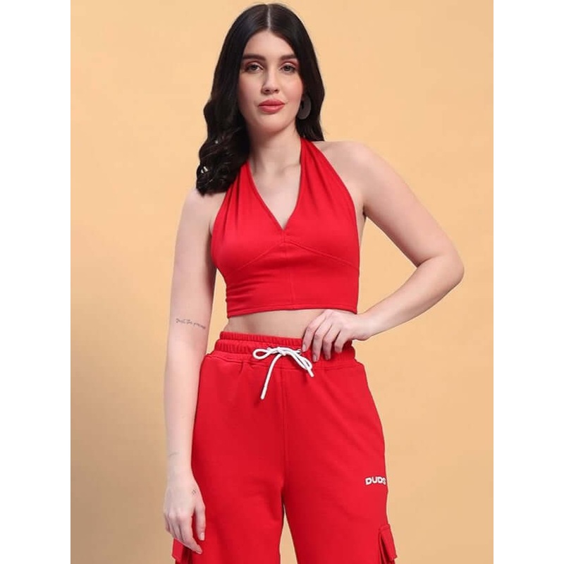 WOMEN’S BELOVE CROP-TOP COTTON RED XS