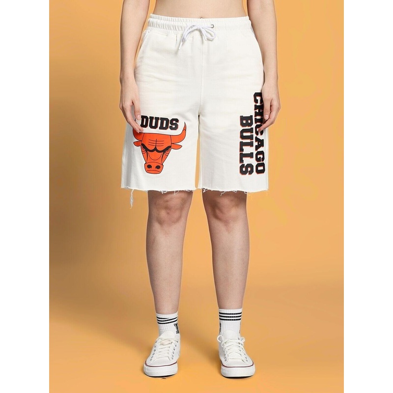 WOMEN’S BLAZE BULLS PRINT REGULAR FIT SHORTS OFF WHITE S