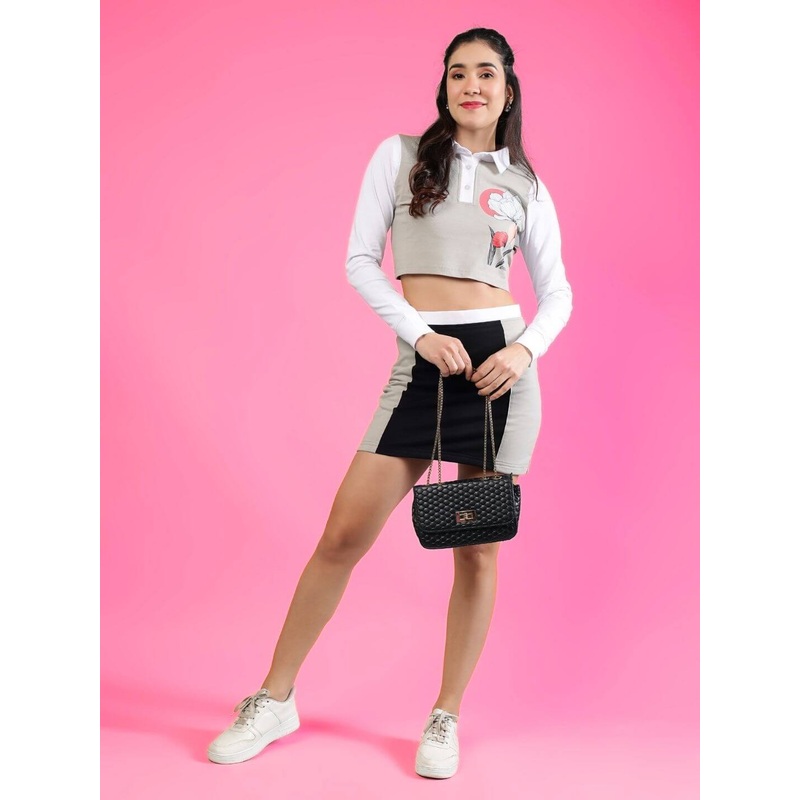 WOMEN’S BRIANNA COLORBLOCK CO-ORD SET GREY BLACK XS