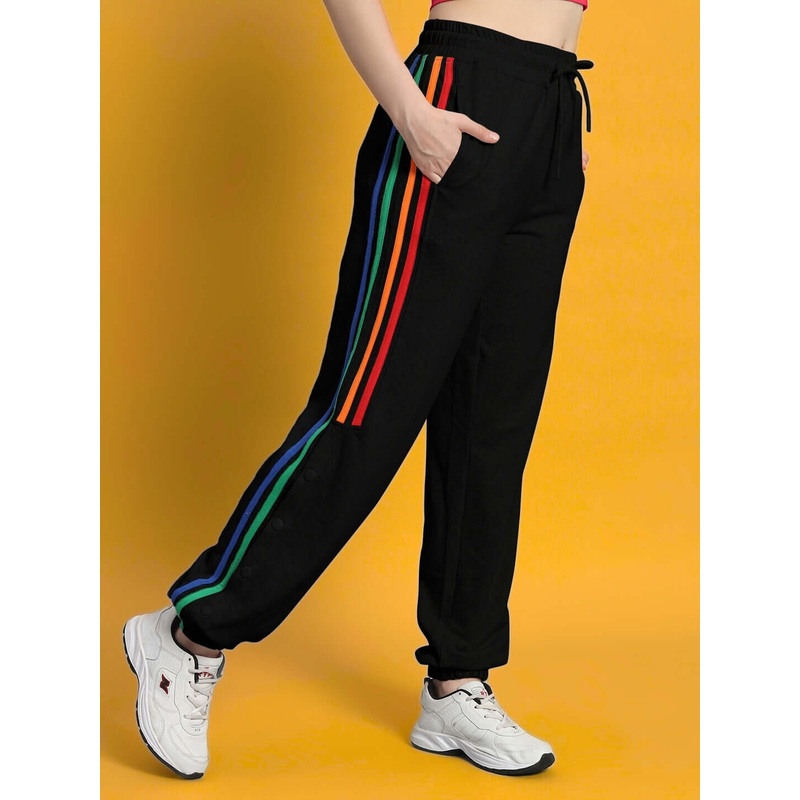 WOMEN’S DUDS PRISM COLORFUL STRIPE JOGGERS BLACK XS